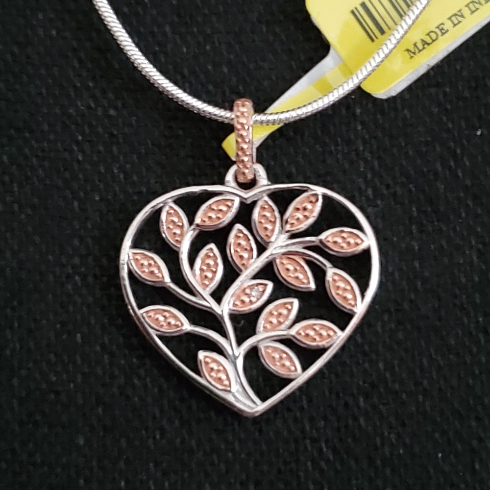 Natural Champagne Diamond Heart Sterling Silver